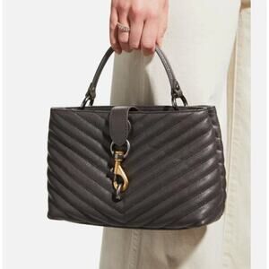 Rebecca Minkoff Edie Top Handle Leather Satchel Crossbody Bag Graphite Gray